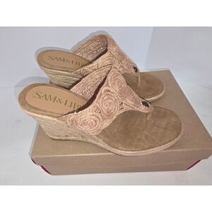 Sam & Libby Sheba Rose Gold Espadrille Wedge Sandals Thong Slide Womens 7M
361